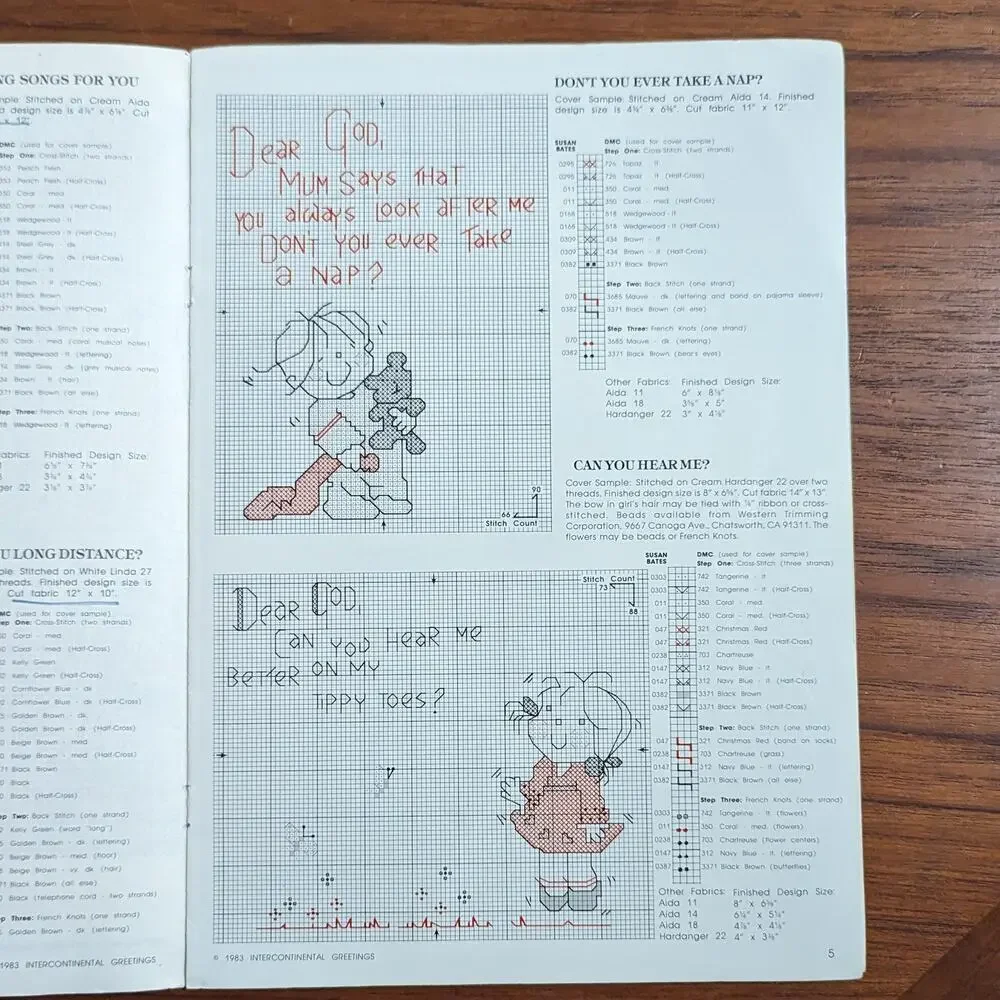 Dear God Kids Cross Stitch Pattern Book 1983